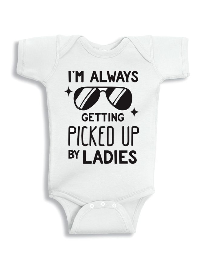 Twinkle Hands I'm Always Picked Up Printed Onesie White/Black - Image 1