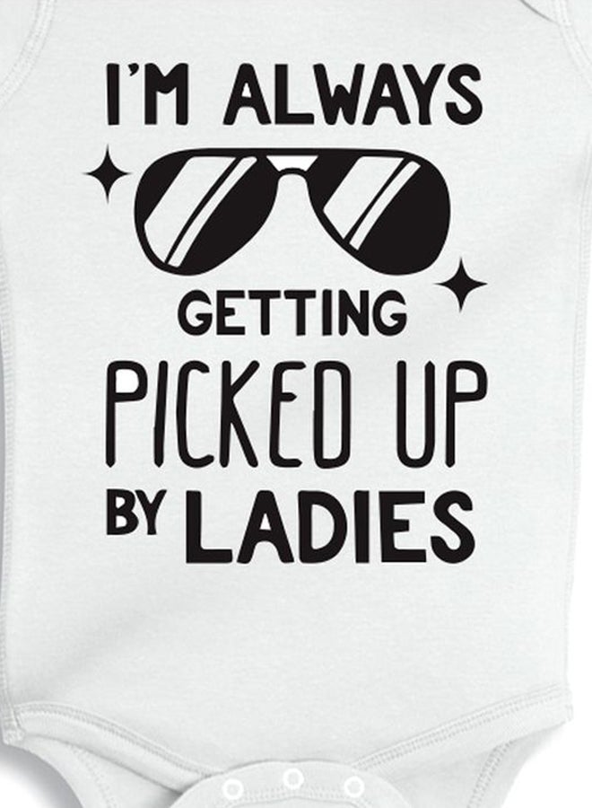 Twinkle Hands I'm Always Picked Up Printed Onesie White/Black - Image 3
