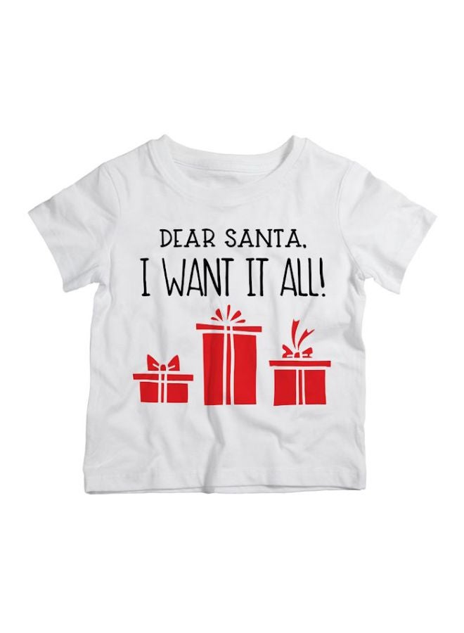 Twinkle Hands Dear Santa I Want It All Printed T-Shirt White/Black/Red - Image 1