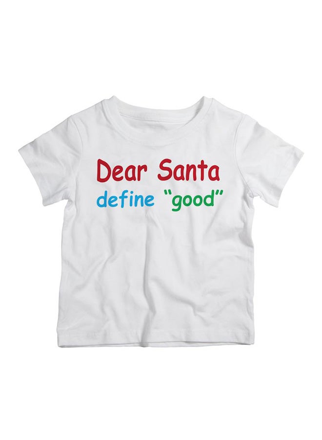 توينكل هاندس "تيشيرت بطبعة عبارة "Dear Santa Define Good" أبيض/أحمر/أزرق - Image 1