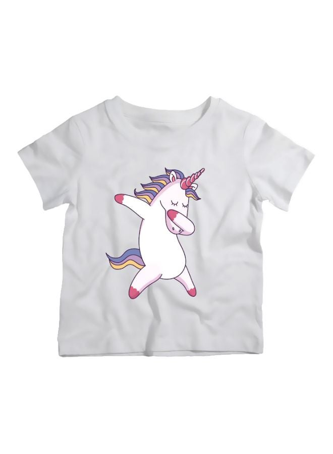 Twinkle Hands Unicorn Printed T-Shirt White/Pink/Violet - Image 1