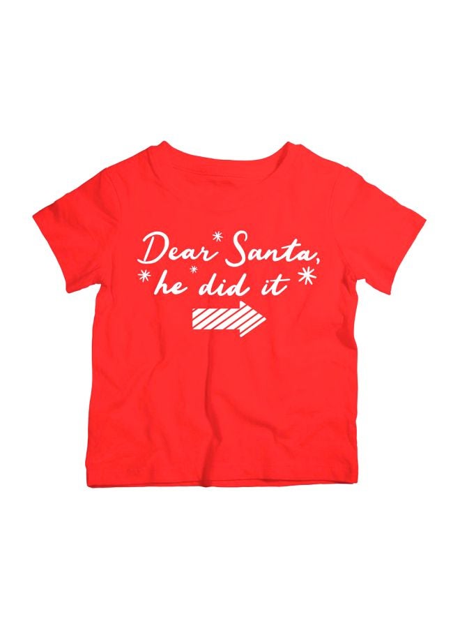 Twinkle Hands Dear Santa He Did It Printed T-Shirt Red/White - Image 1