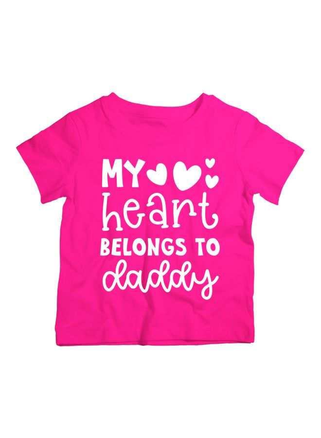 Twinkle Hands My Heart Belongs To Daddy Printed T-Shirt Pink/White - Image 1