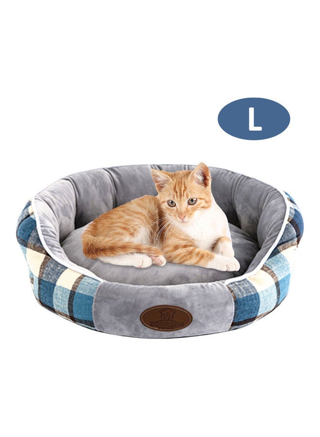 سرير قطيفة مستدير محمول بألوان رماديأزرقأصفر 55x15سم - Image 2