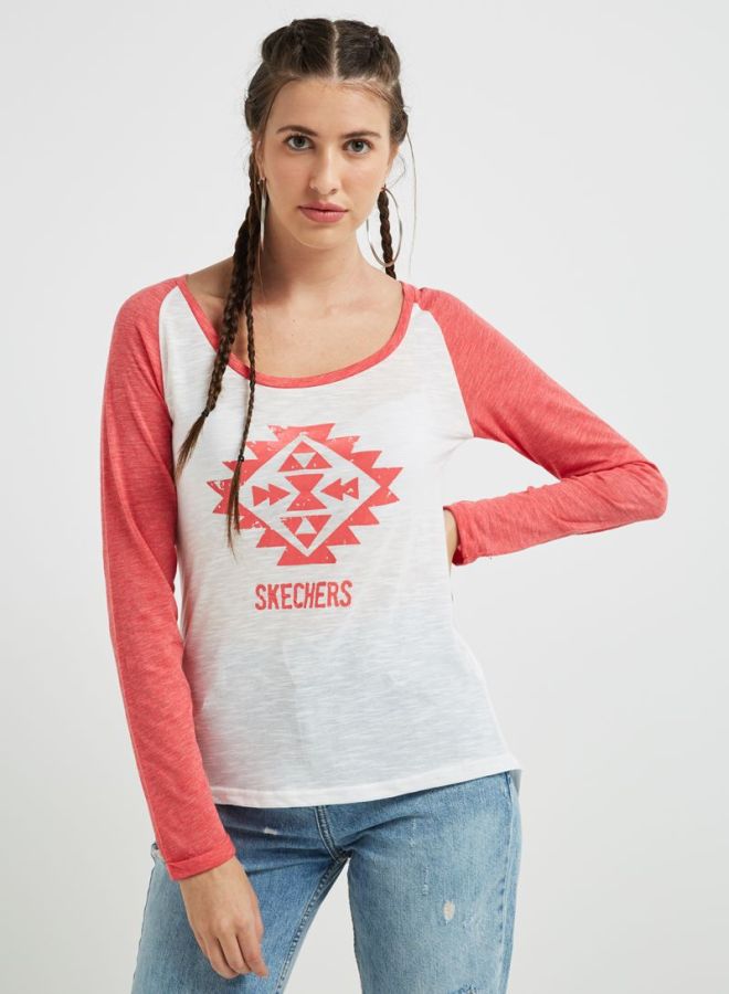 Dual Shade Front Knot T-Shirt Ivory/Red