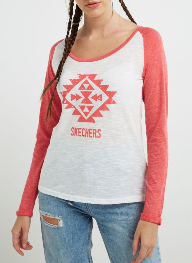 Dual Shade Front Knot T-Shirt Ivory/Red