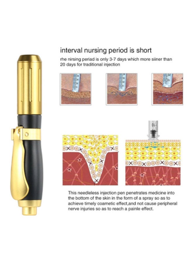 Generic 2 In 1 High Pressure Hyaluronic Pen for Anti Wrinkle Skin Gold/Black 15cm  - Image 3
