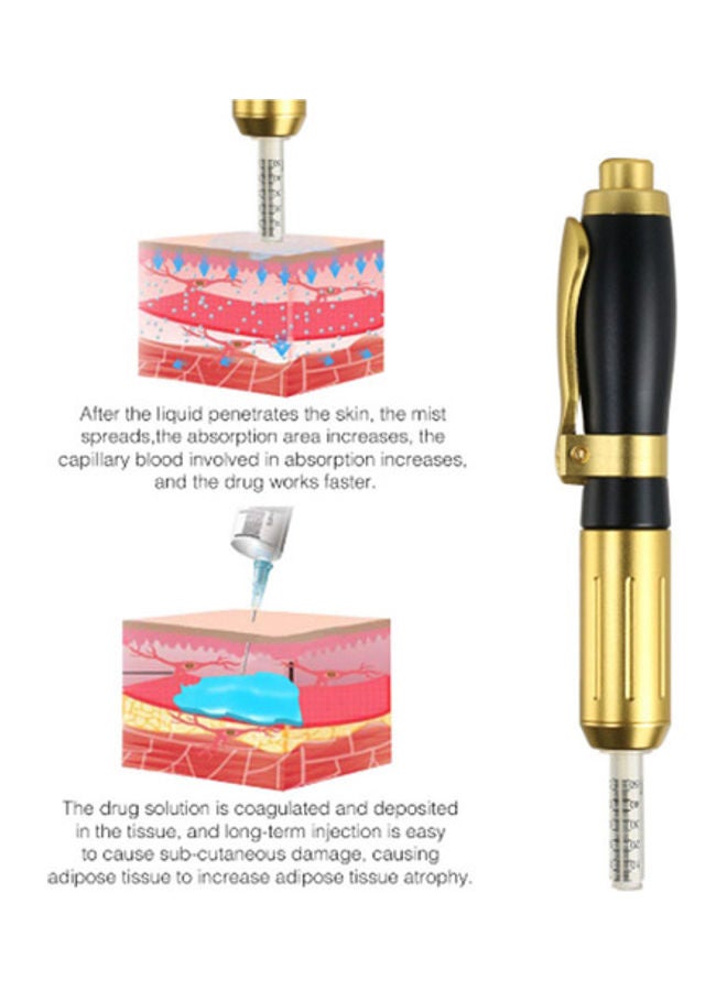 Generic 2 In 1 High Pressure Hyaluronic Pen for Anti Wrinkle Skin Gold/Black 15cm  - Image 5