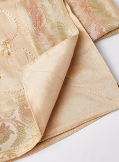 Ikras 4-Piece Embroidered Runner With Placemat And Tissue Box Set Beige 50x100cm  - Image 2