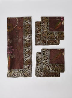 Ikras 5-Piece Embroidered Placemat and Table Runner Set Brown  - Image 2