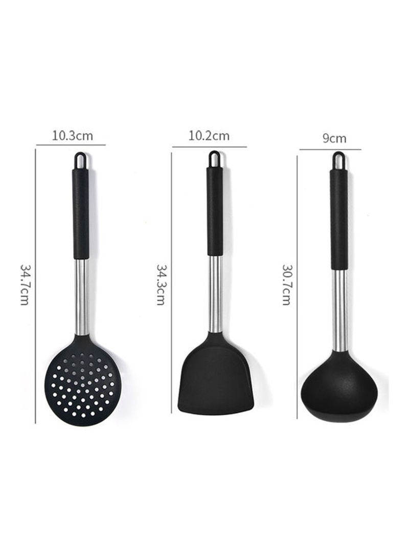 5-Pieces Non-Stick Silicone Heat-Resistant Kitchen Utensil Set Black 30x8x10cm - Image 5