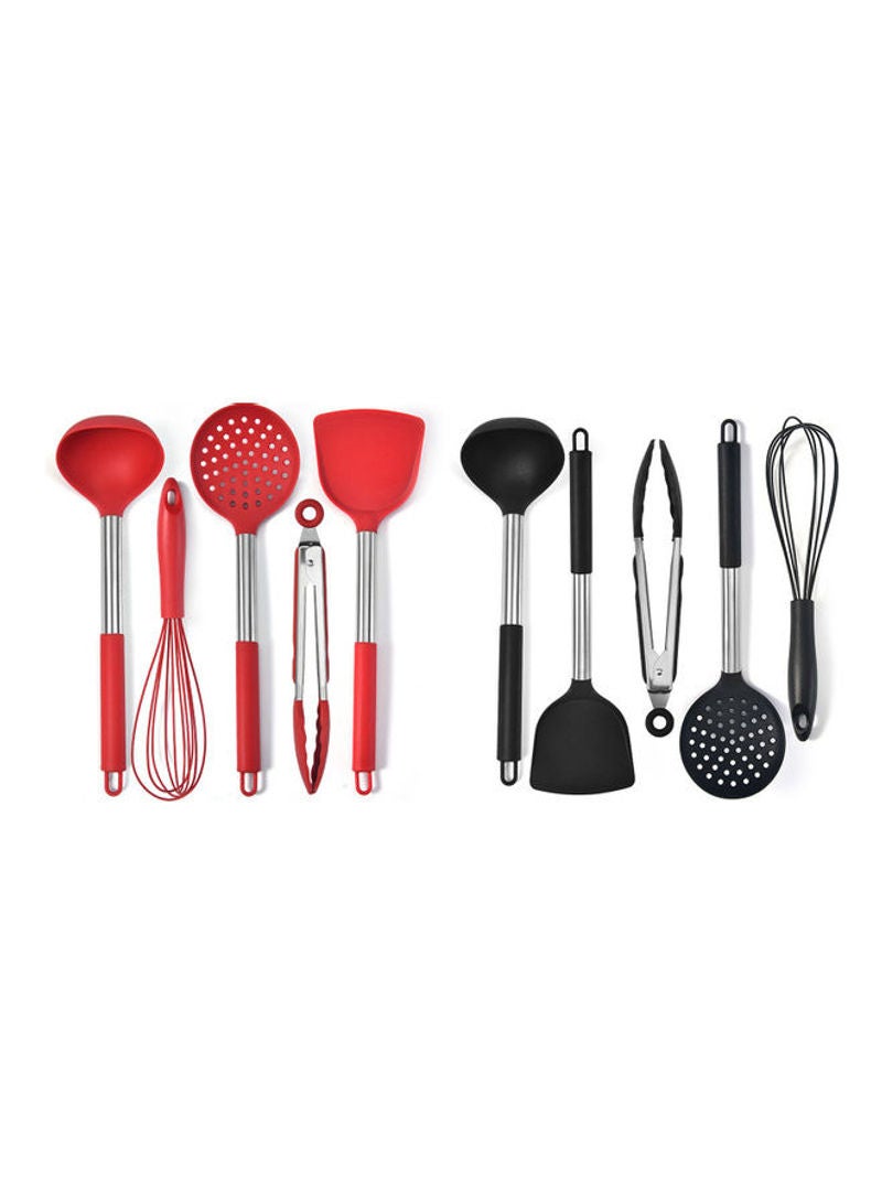 5-Pieces Non-Stick Silicone Heat-Resistant Kitchen Utensil Set Red 30x8x10cm - Image 3