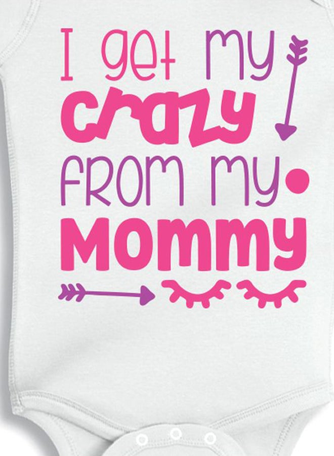 Twinkle Hands I Get My Crazy From My Mommy Printed Onesie White/Pink - Image 3