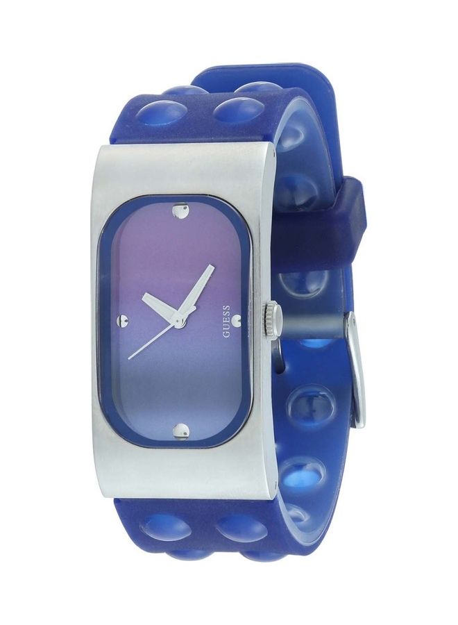 جس ساعة يد كوارتز بعقارب وسوار من السيليكون بتصميم مستطيل الشكل بنمط فقاعات للنساء للنساء