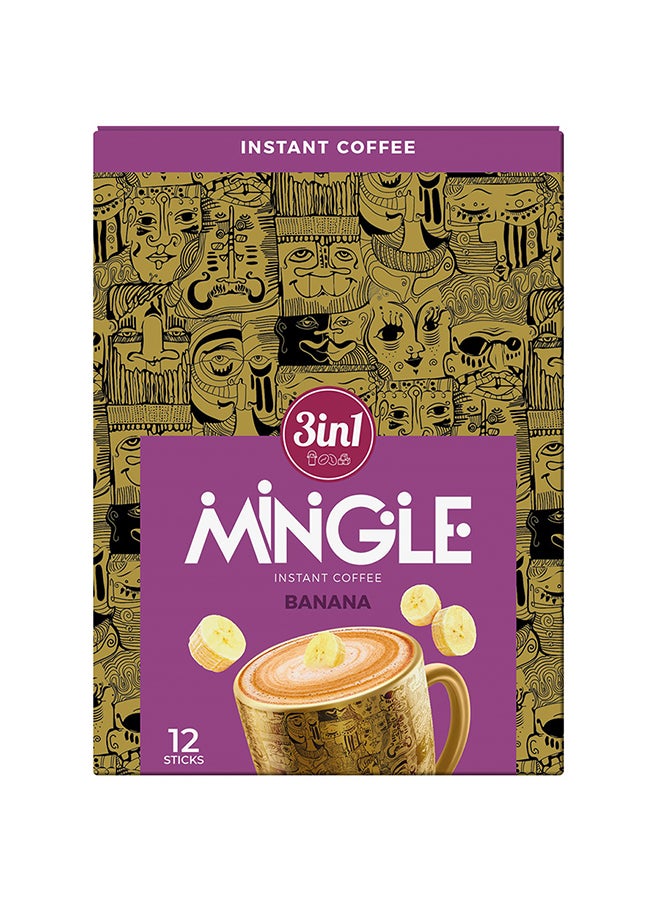 MINGLE - 3 in 1 Banana Instant Coffee - 12 Sticks 18grams Pack of 12 - Image 1
