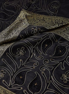 Ikras 4-Piece Embroidered Runner With Placemat And Tissue Box Set Black 100x50cm  - Image 2