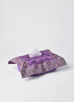 Ikras 4-Piece Embroidered Runner With Placemat And Tissue Box Set Purple 50x100cm  - Image 3