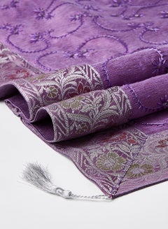Ikras 4-Piece Embroidered Runner With Placemat And Tissue Box Set Purple 50x100cm  - Image 4