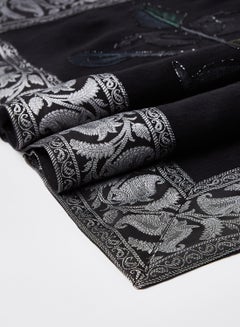 Ikras 5-Piece Embroidered Placemat and Table Runner Set Black/Silver  - Image 3