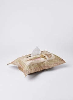 Ikras 4-Piece Embroidered Runner With Placemat And Tissue Box Set Light Beige 100x50cm  - Image 3