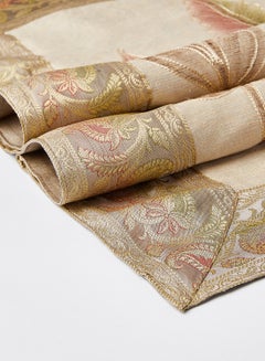 Ikras 4-Piece Embroidered Runner With Placemat And Tissue Box Set Light Beige 100x50cm  - Image 4