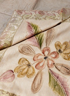 Ikras 4-Piece Embroidered Runner With Placemat And Tissue Box Set Light Beige 100x50cm  - Image 2
