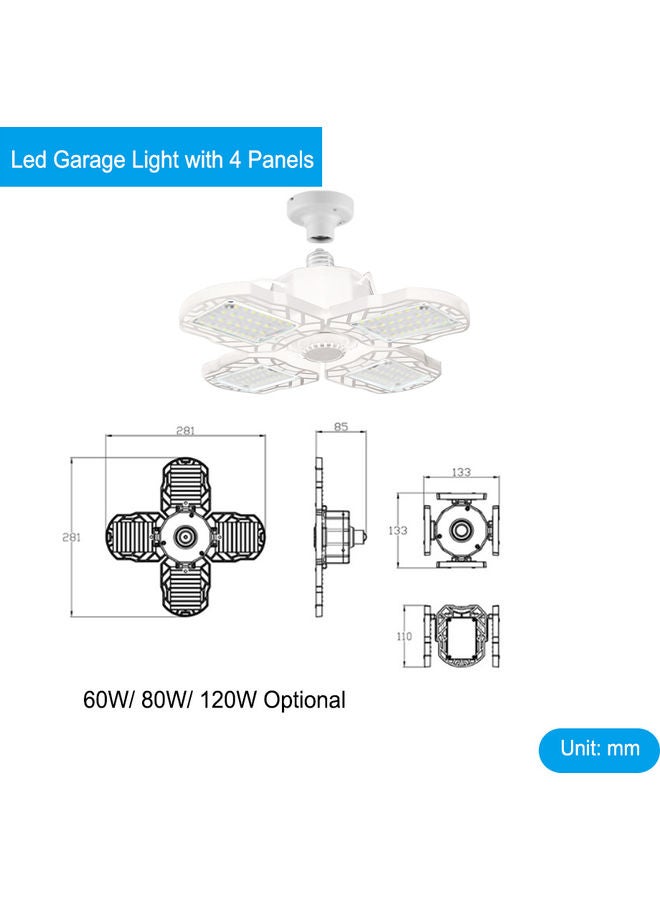مصباح سقف قابل للتعديل والطي مكون من 80 مصباح LED للمرآب أسود 16.5 x 11.5 x 14.5سم - Image 5