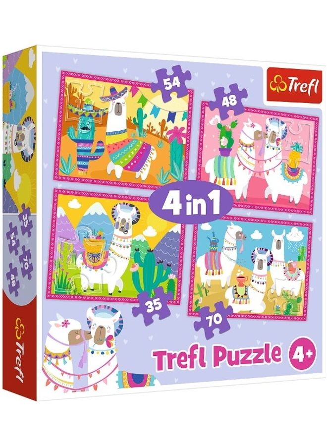 Trefl 207-Piece Four Shapes Llamas On Vacation Jigsaw Puzzles Playset 100cm 