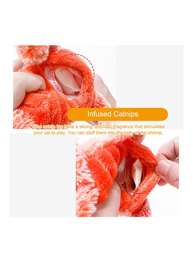 Electric Moving Cat Kicker Wagging Shrimped Plush Toy Orange 30 x 10cm - Image 2