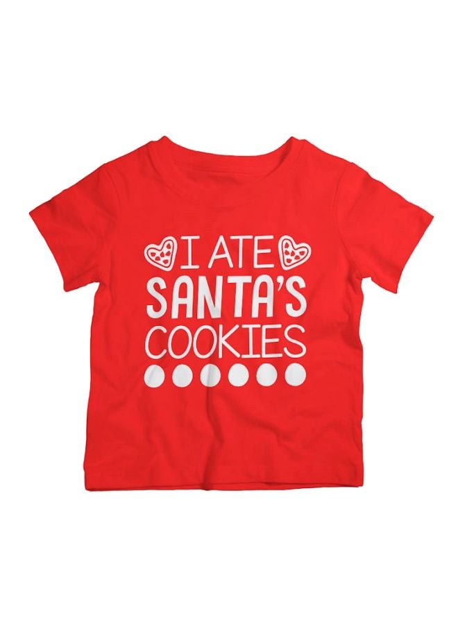 Twinkle Hands I Ate Santa Cookies Printed T-Shirt Red/White - Image 1