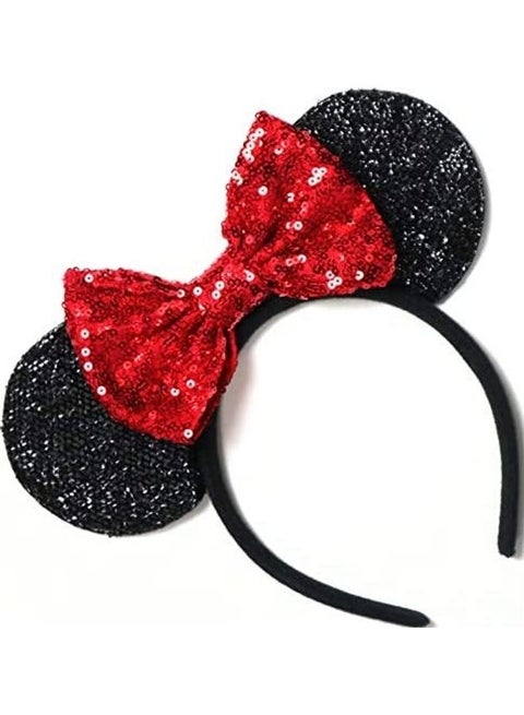 Minnie Mouse Ear Sparkle Headband Black/Red 14inch