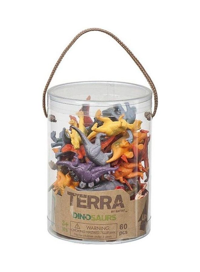 Terra 60-Piece Dinosaurs Plastic Non-Toxic Playset 4 x 4 x 5.5inch