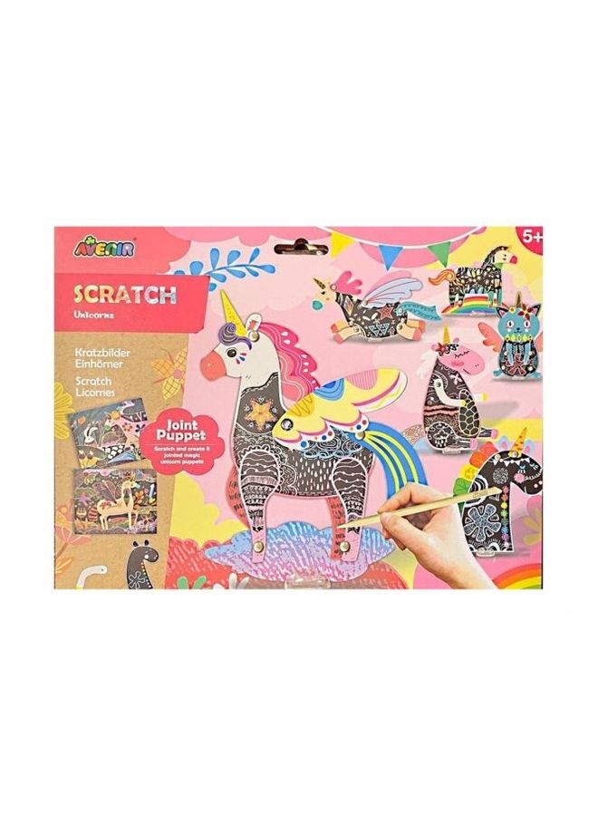 أفينير كتاب تعليم فنون الرسم بالخدش مبتكر و مشترك بتصميم دمى يونيكورن 24.6سم