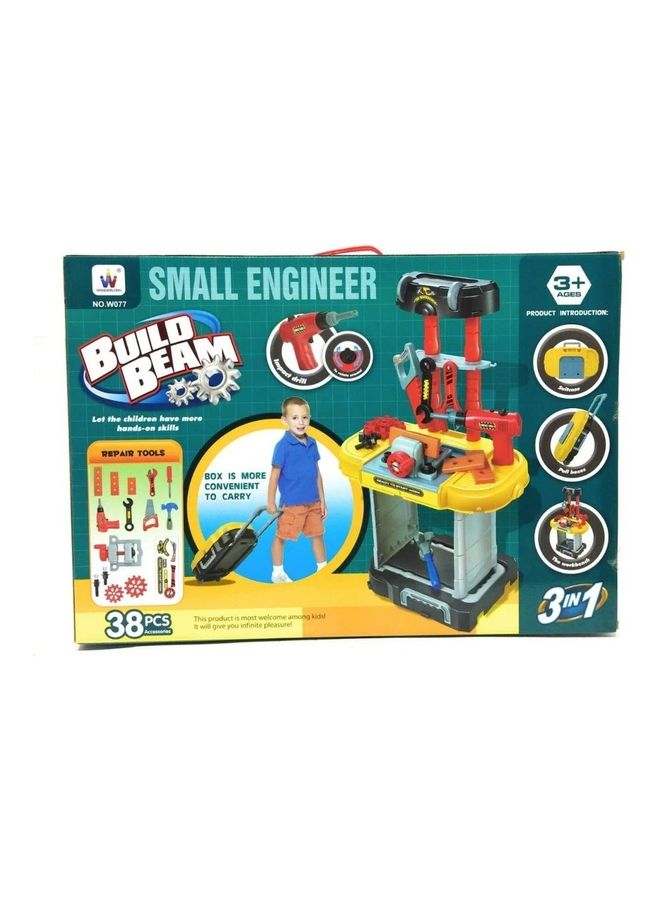 W077 38-piece 3 In1 Building Beam Workshop Playset 3+ Years