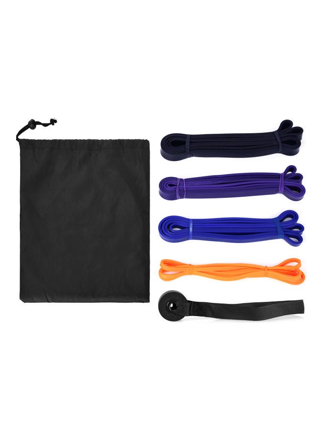 Generic Piece Of 4 Resistance Loop Band With Door Anchor And Carry Bag Orange , Blue ,Purple ,Black 30.00*8.00*25.00cm - Image 4