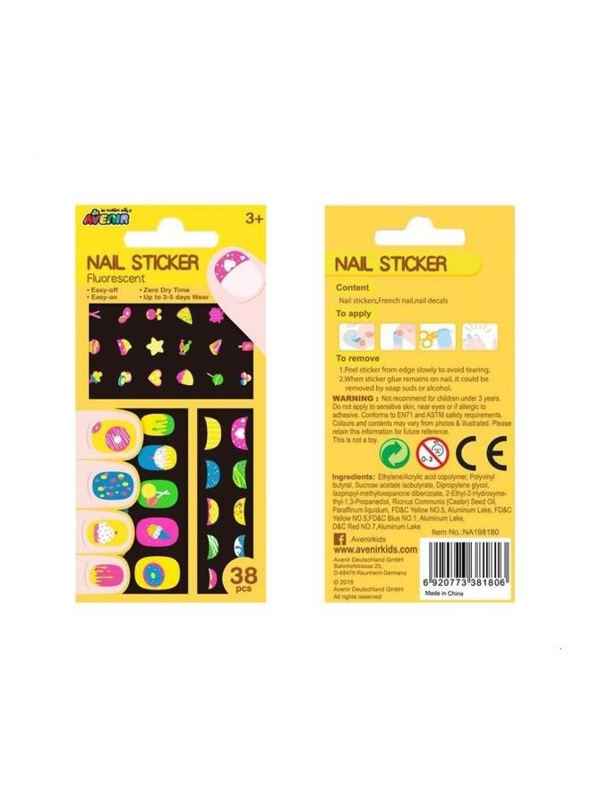 Avenir 38-Piece Candy Shaped Fluorescent Nail Stickers Playset 