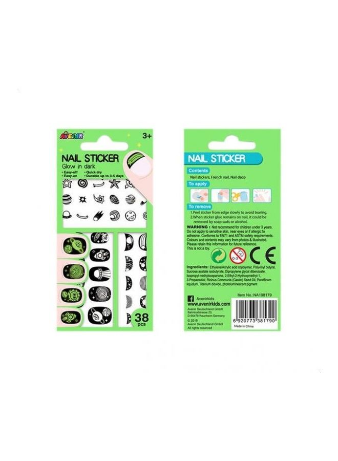 Avenir 38-Piece Glow in Dark Nail Stickers Playset 