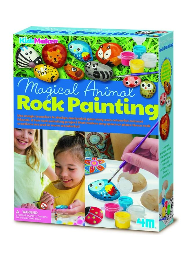 4m KidzMaker Magical Animal Rock Painting Craft Kit 21 x 28 x 6cm - Image 1