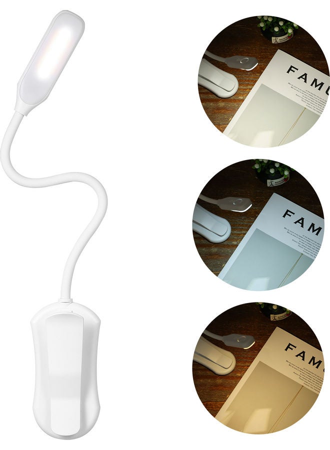 مصباح مكتبي مناسب للقراءة لا يؤذي العين قابل للشحن ومزود بمشبك أبيض 12*6*8سم - Image 2