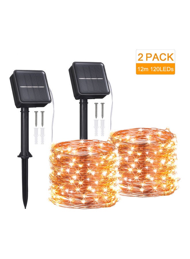 2-Pack 12m 120LEDs Solar Copper Wire String Fairy Lights Warm white 16*6.5*10cm - v1607606320/N42943456A_1