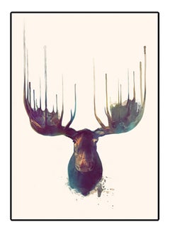DECOREK Moose Printed Canvas Painting Multicolour 57 x 71 x 4.5cm  - Image 1