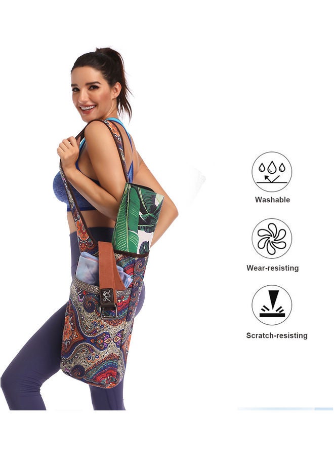 Generic Yoga Mat Bag Canvas Shoulder Bags Vintage Printed Zipper Pocket 25.00*3.00*24.00cm  - Image 2
