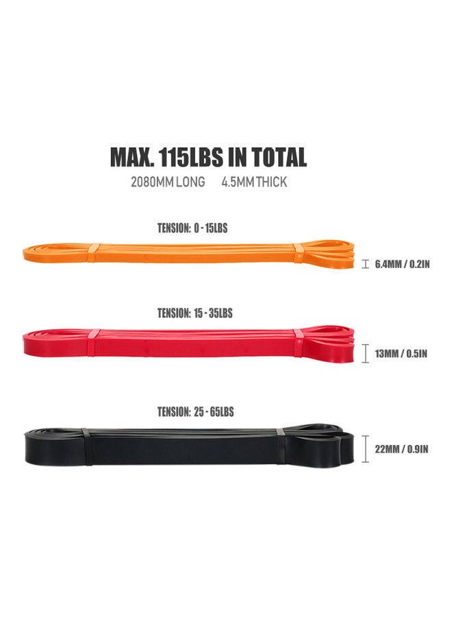 Pack of 3 Pull Up Assist Set Resistance Loop Bands with Door Anchor Handles Hooks and Carry Bag 30.00*8.00*17.00cm - Image 2
