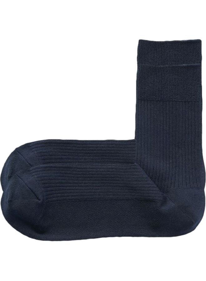 MUJI Right Angle Cotton Short Socks Navy  - Image 1