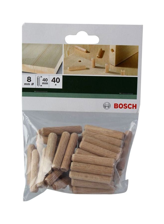 BOSCH 40-Piece Dowel Pin Set Beige 8x40mm