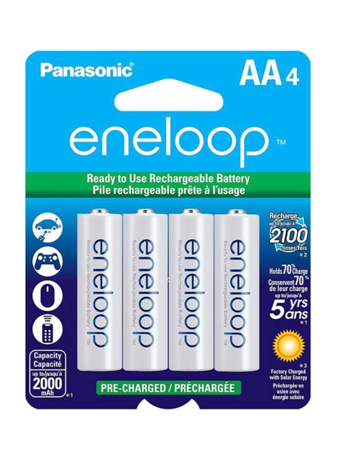 Panasonic 4-Piece Eneloop AA Rechargeable Household Batteries Silver 