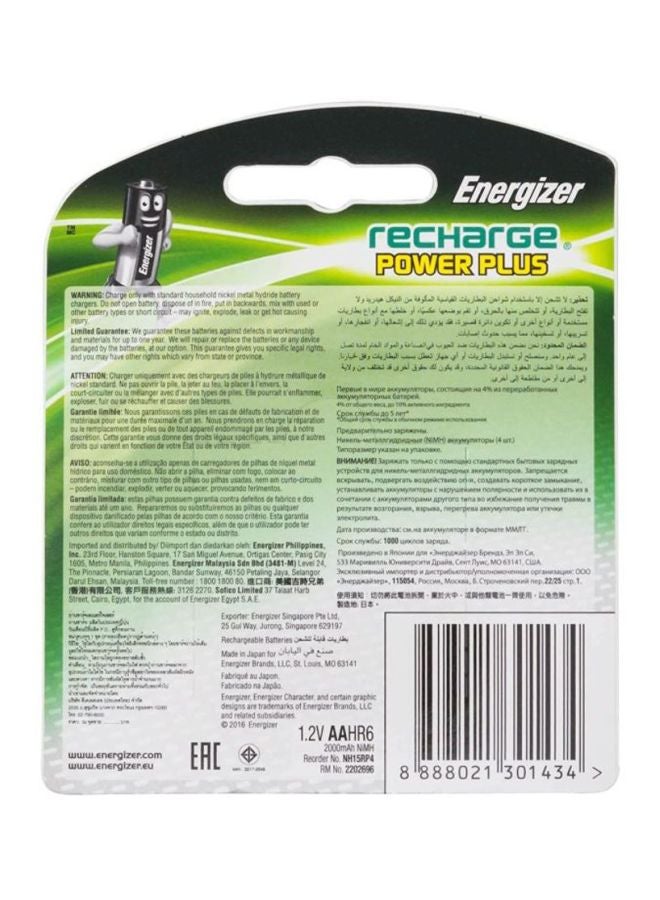 Energizer 4-Piece Power Plus HR6 AA Battery Set Silver/Black/Green - Image 3