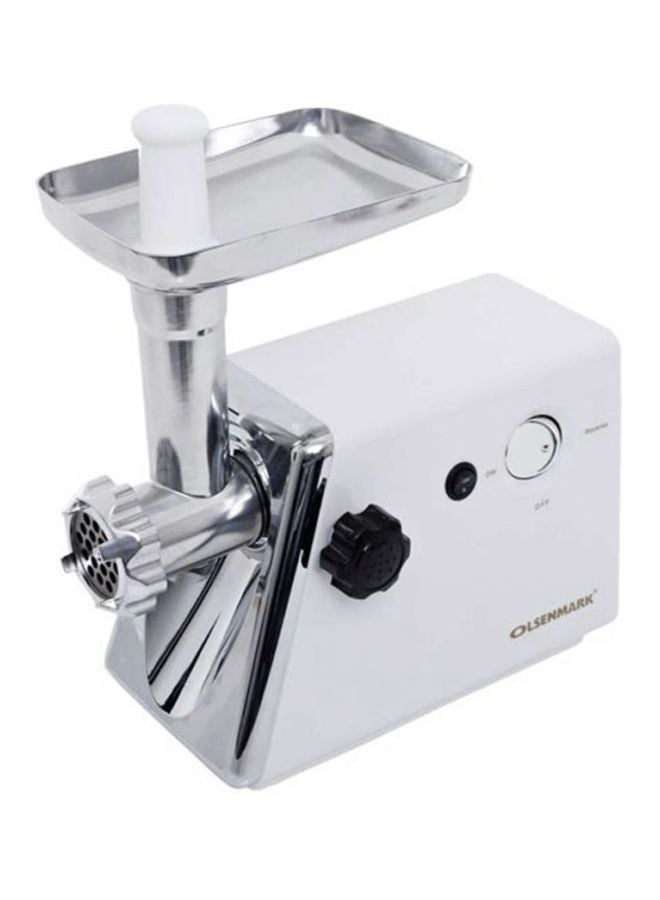 Meat Grinder with Stainless Steel Blades, Powerful Copper Motor, Reverse Function, Sausage, Kubbe & Food Pusher Attachments- Perfect for Grinding Ground Meat for Burgers, Sausages, Meatballs, and More 800 W OMMG2110 White/Silver - v1607612955/N23966398A_2