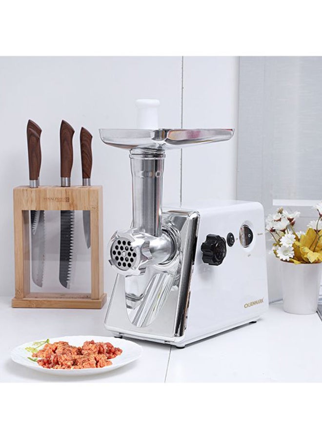 Meat Grinder with Stainless Steel Blades, Powerful Copper Motor, Reverse Function, Sausage, Kubbe & Food Pusher Attachments- Perfect for Grinding Ground Meat for Burgers, Sausages, Meatballs, and More 800 W OMMG2110 White/Silver - v1607612956/N23966398A_7