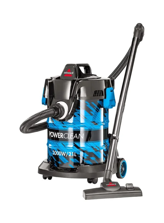 Bissell Drum PowerClean 2000W Dry 21L Vacuum Cleaner: Powerful Suction, High Capacity Tank, Onboard Storage, Enhanced Maneuverability - Ideal for Dry Messes on Floors and Off-Floor Cleaning